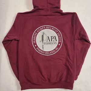Marine Corps 4th Battalion Papa Company Logo Burgundy Hoodie
